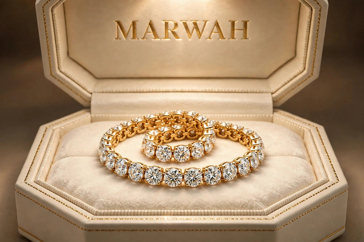 Men's Diamond Tennis Bracelet in the MARWAH ivory box