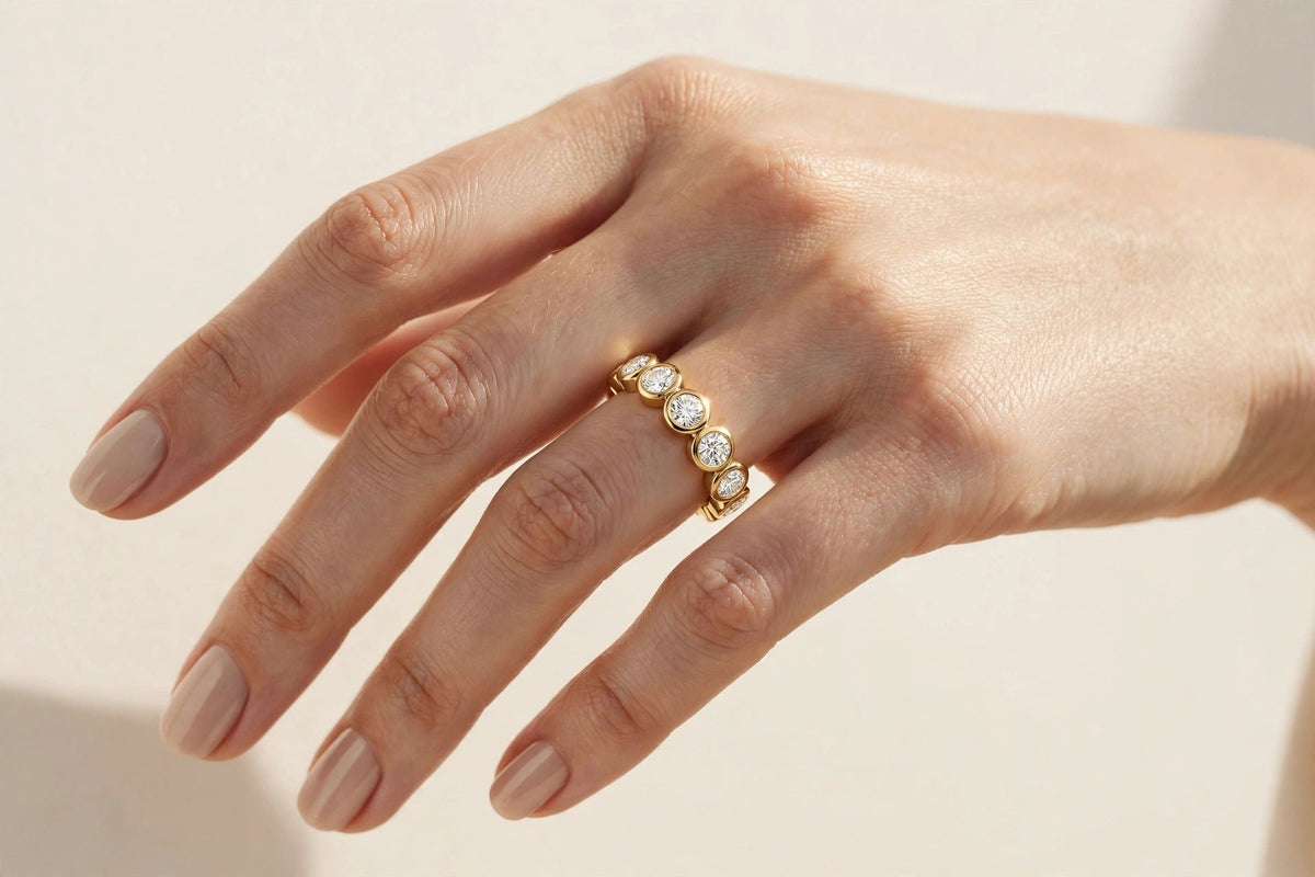 Bezel-Set Diamond Wedding Band lifestyle