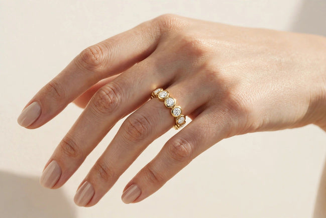 Bezel-Set Diamond Wedding Band lifestyle