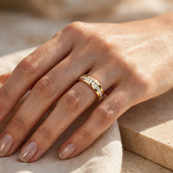 Channel-Set Diamond Wedding Band lifestyle