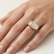 East-West Bezel Emerald Ring lifestyle