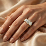 Emerald-Cut Three-Stone Engagement Ring lifestyle
