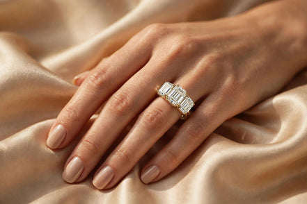 Emerald-Cut Three-Stone Engagement Ring lifestyle