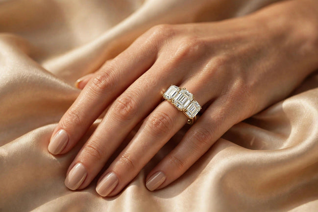 Emerald-Cut Three-Stone Engagement Ring lifestyle