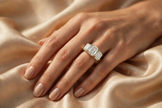 Emerald-Cut Three-Stone Engagement Ring lifestyle