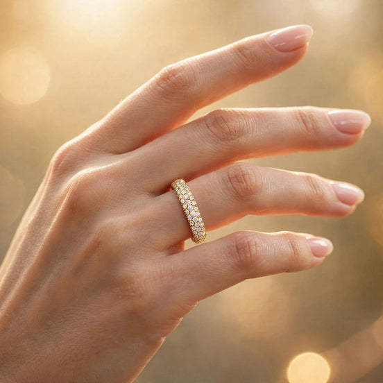 Pave Diamond Wedding Band lifestyle