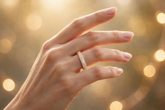 Pave Diamond Wedding Band lifestyle