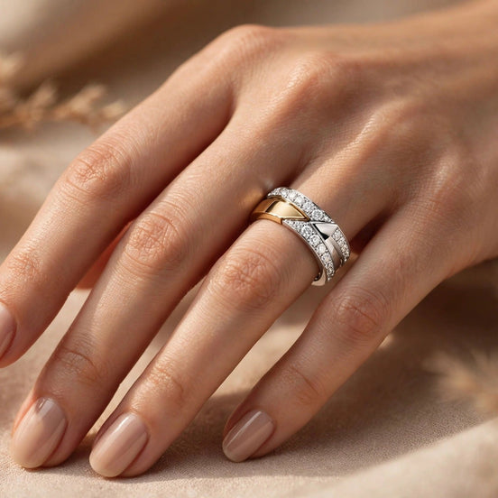 Two-Tone Diamond Wedding Band lifestyle