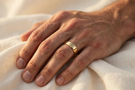 Classic Men's Gold Wedding Band lifestyle