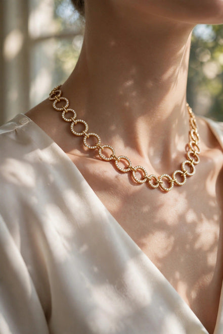 Diamond Circle Chain Necklace lifestyle