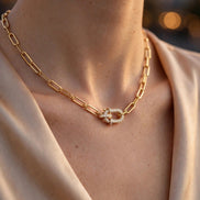 Diamond Clasp Paperclip Necklace lifestyle