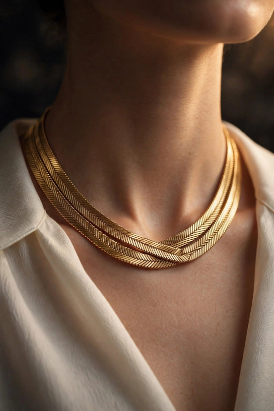 Double Herringbone Necklace lifestyle