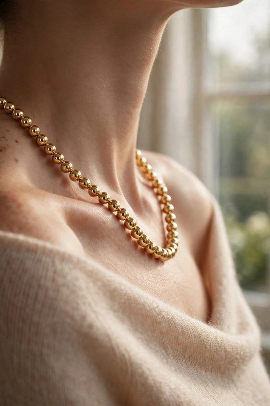 Gold Bead Chain Necklace lifestyle