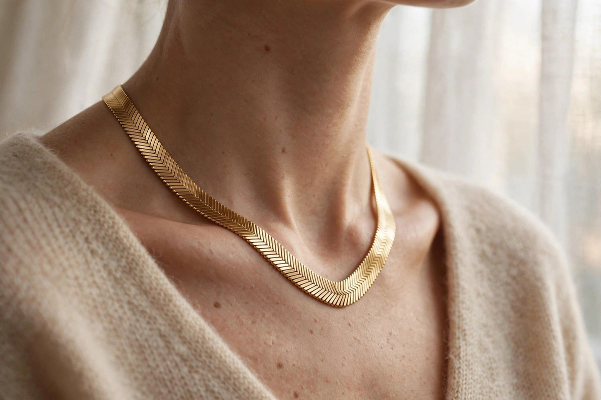 Herringbone Chain Necklace lifestyle