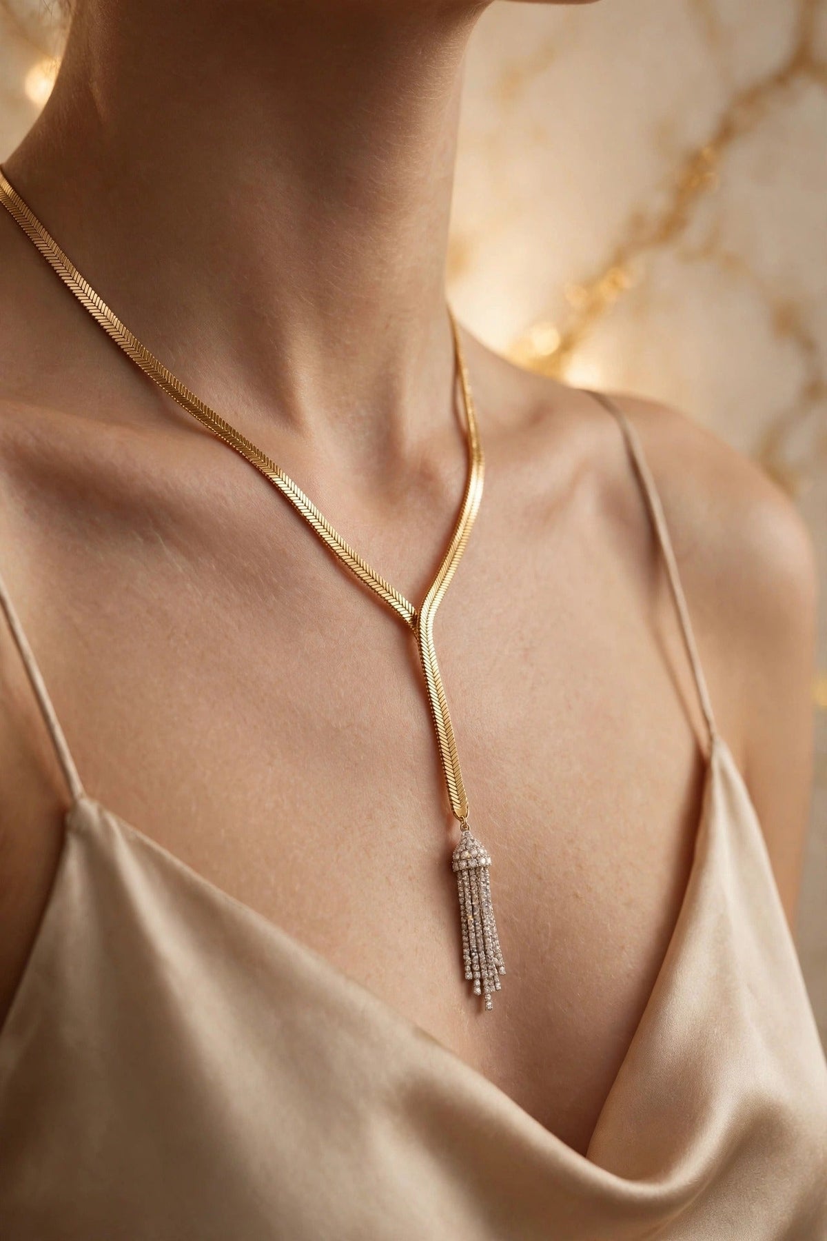 Herringbone Lariat Necklace lifestyle