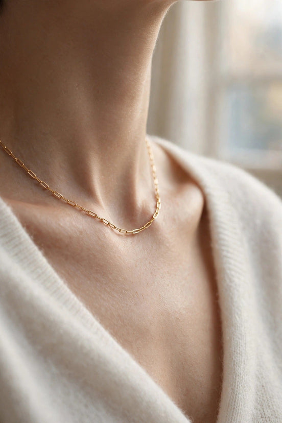Mini Paperclip Chain Necklace lifestyle