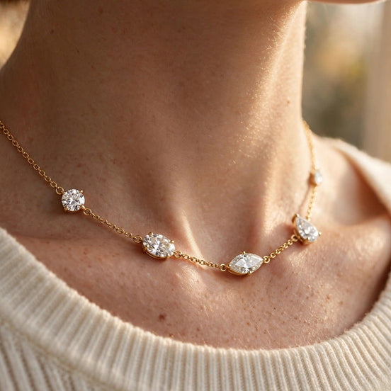 Mixed-Shape Diamond Station Necklace lifestyle