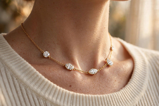 Mixed-Shape Diamond Station Necklace lifestyle