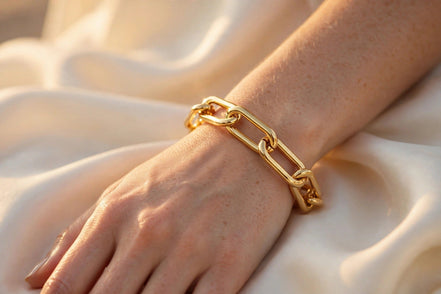Chunky Gold Paperclip Bracelet lifestyle