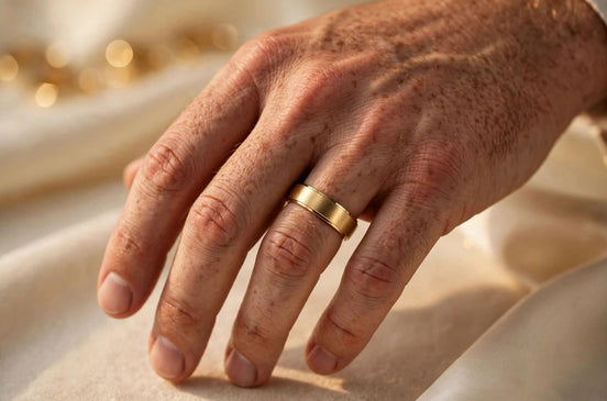 Classic Men's Gold Wedding Band lifestyle