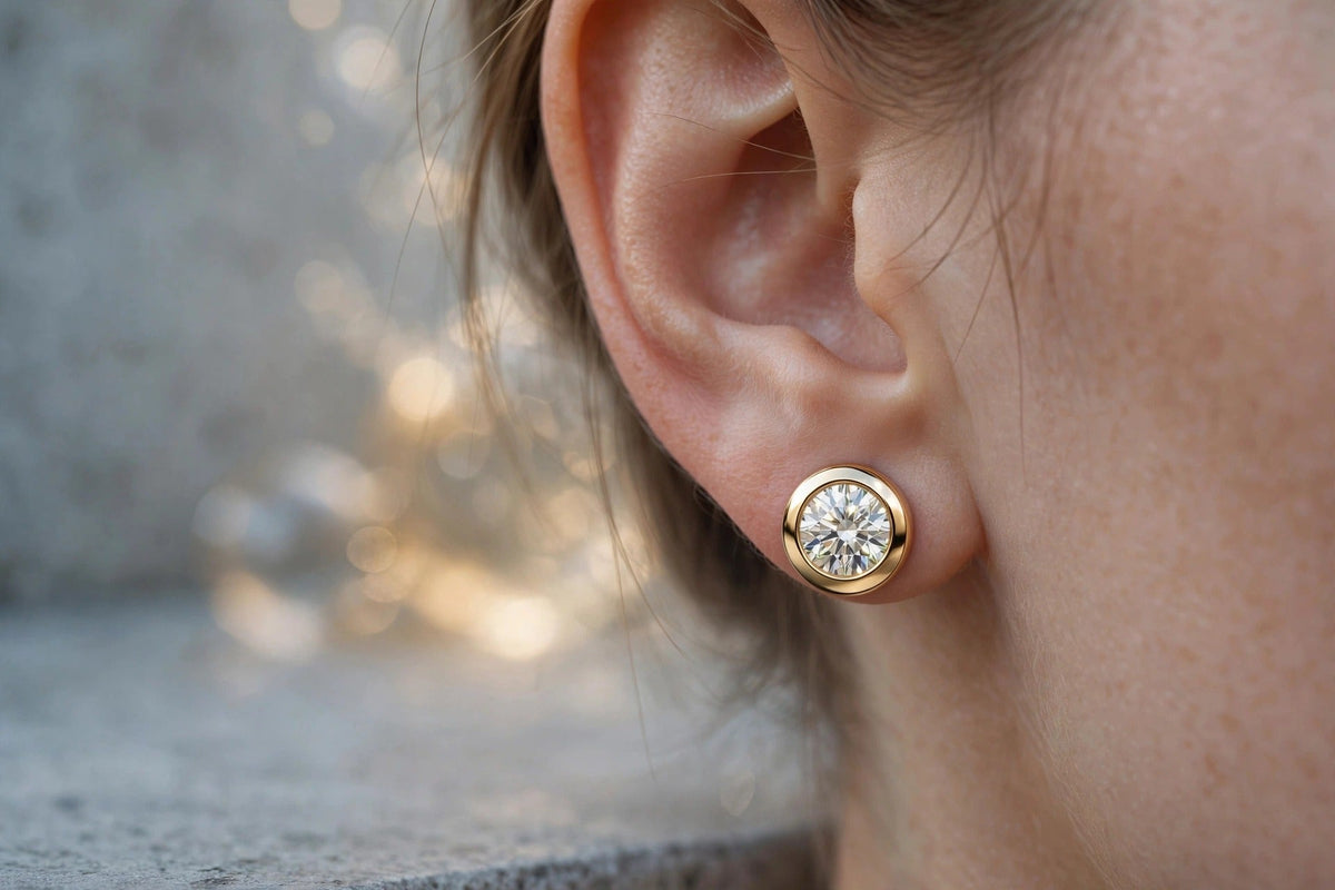 Bezel-Set Diamond Studs lifestyle
