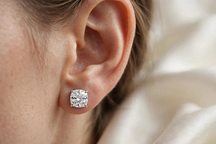Cushion-Cut Diamond Studs lifestyle