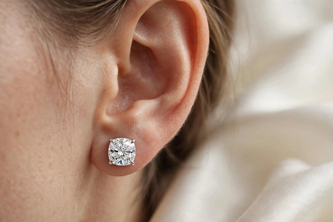 Cushion-Cut Diamond Studs lifestyle