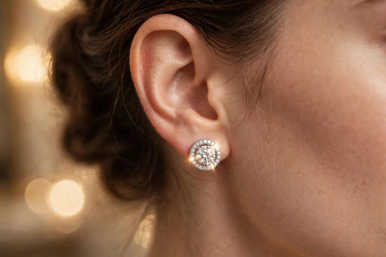 Diamond Halo Studs lifestyle