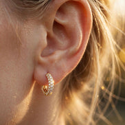 Diamond Huggie Hoops lifestyle