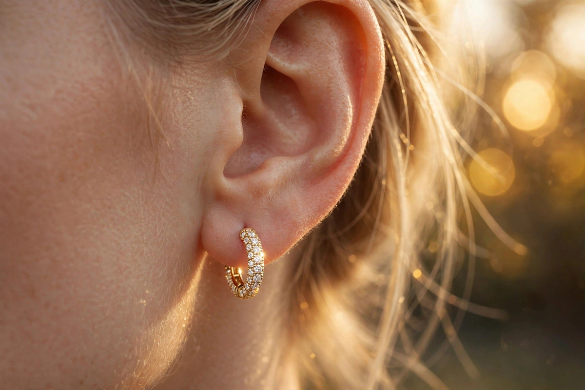 Diamond Huggie Hoops lifestyle