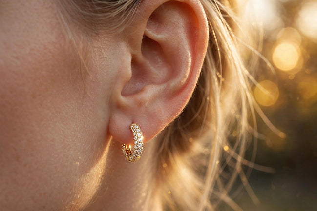 Diamond Huggie Hoops lifestyle