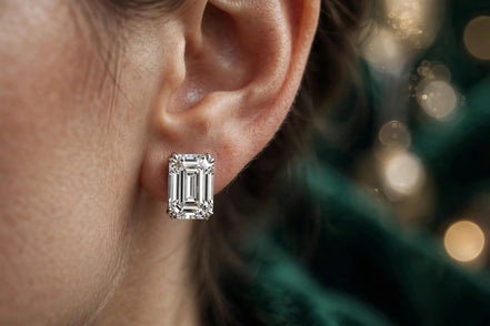 Emerald-Cut Diamond Studs lifestyle