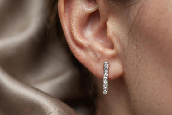 Linear Bar Diamond Studs lifestyle