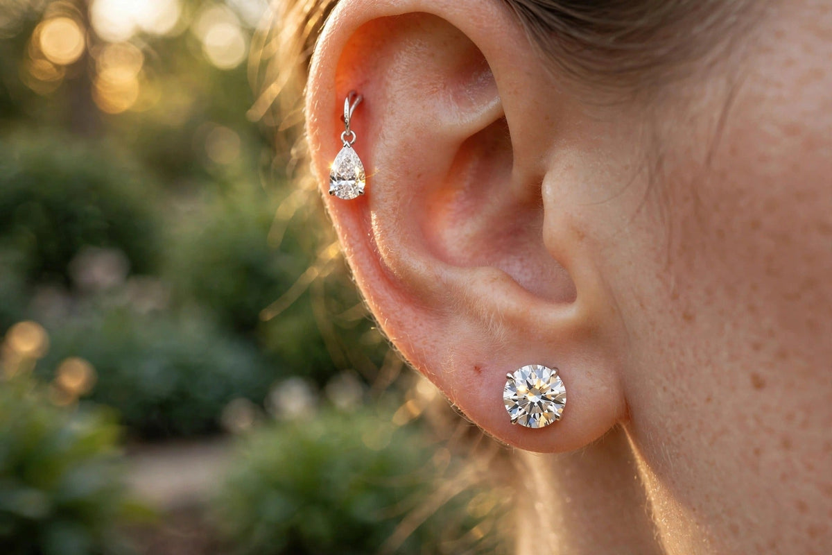 Mismatched Diamond Stud Set lifestyle