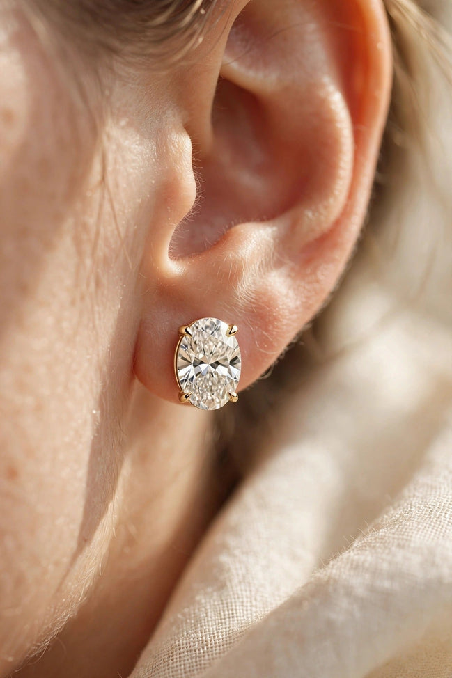 Oval Diamond Studs lifestyle