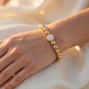 Gold Bead Diamond Rondelle Bracelet lifestyle
