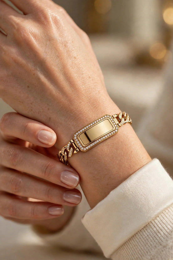 Gold ID Diamond Bracelet lifestyle