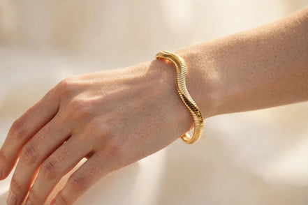 Gold Snake Chain Bracelet lifestyle
