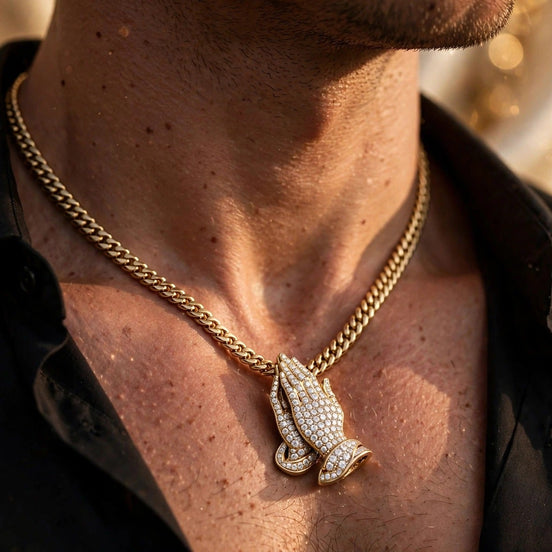 Iced Praying Hands Pendant lifestyle
