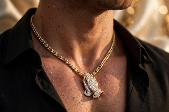 Iced Praying Hands Pendant lifestyle