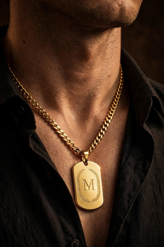 Gold Dog Tag Pendant lifestyle