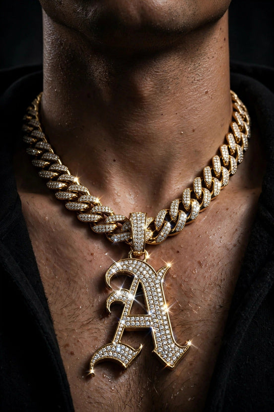Iced Old English Initial Pendant lifestyle