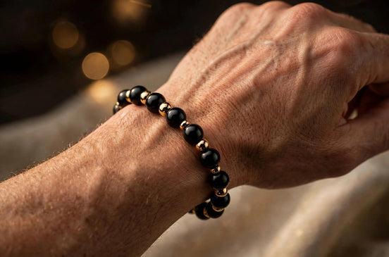 Onyx and Gold Bead Bracelet lifestyle