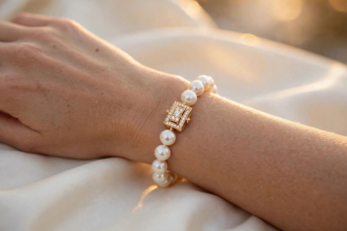 Pearl Diamond Clasp Bracelet lifestyle