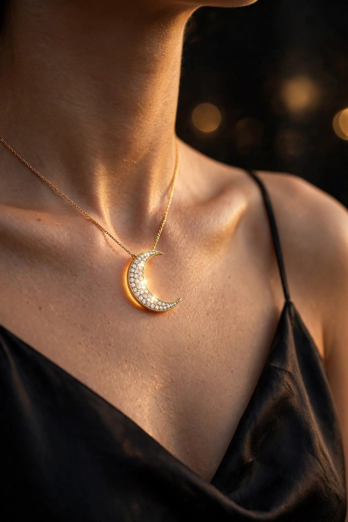 Crescent Moon Diamond Pendant lifestyle