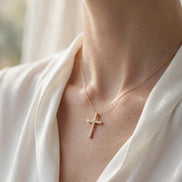Delicate Diamond Cross Pendant lifestyle