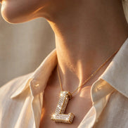 Signature Block Initial Pendant lifestyle