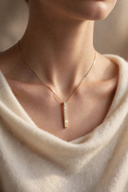 Vertical Diamond Bar Pendant lifestyle