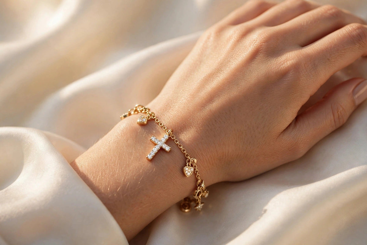 Petite Cross Diamond Charm lifestyle
