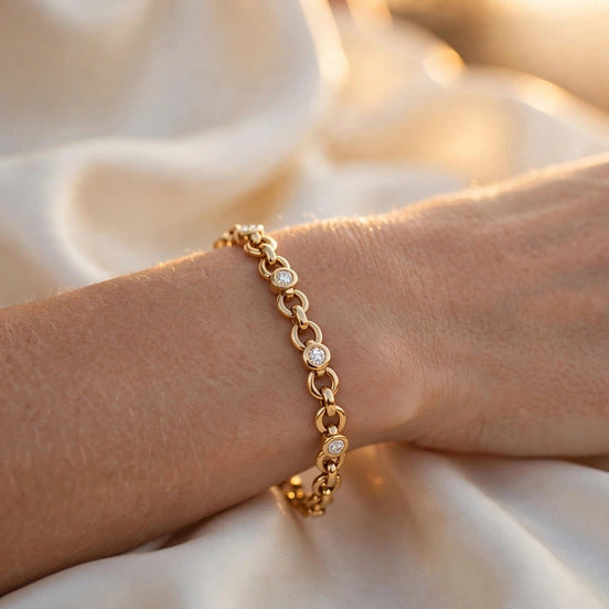 Rolo Diamond Station Bracelet lifestyle
